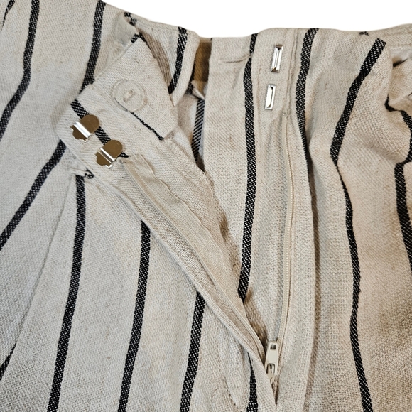 Worthington High Waisted Linen Blend Shorts, Cream/Black Stripes, 10 - Picture 3 of 12